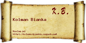 Kolman Bianka névjegykártya
